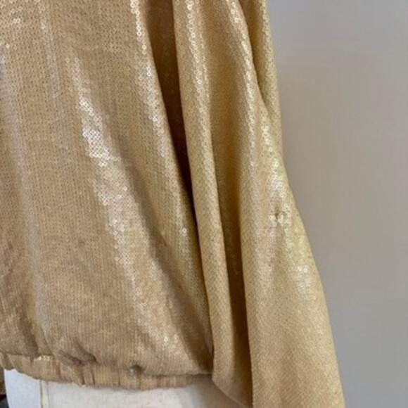 GIBSON Gold Crop Sequin Zip Up Bomber Style Jacket Size XS - Picture 10 of 14